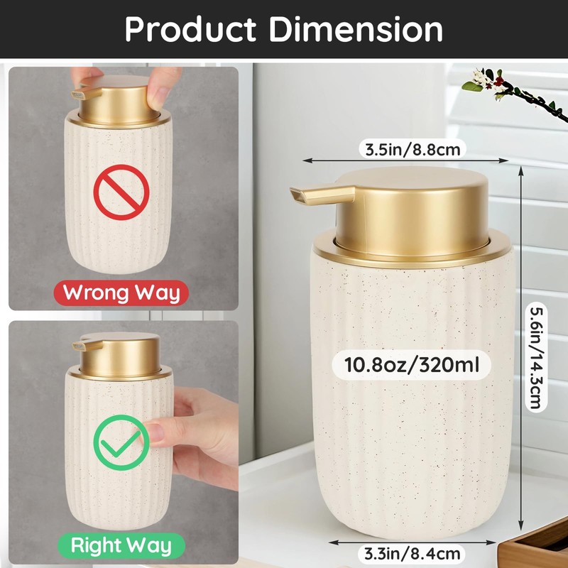 Segbeauty Foam Soap Dispenser Refillable, 10.8oz Ceramic Foaming Hand Wash