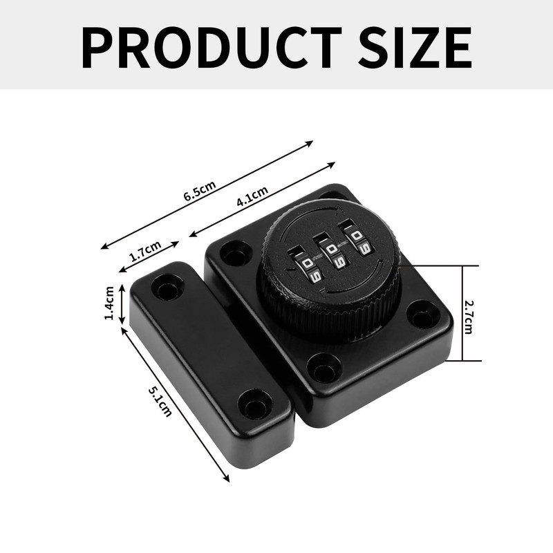Overlatch with Combination Lock, 3 Digit Sliding Door Lock, Small