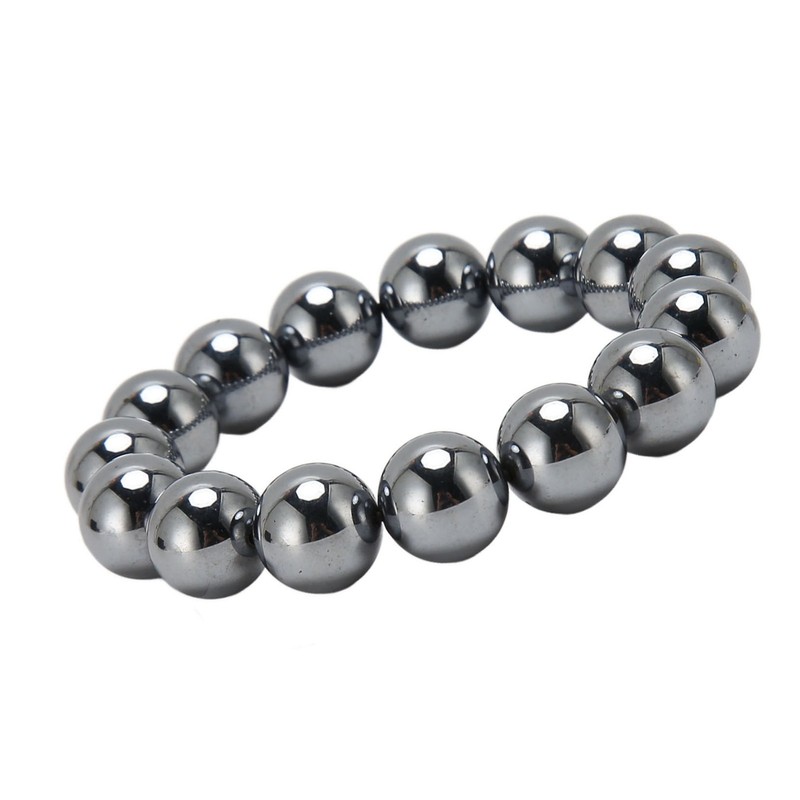 14mm Terahertz Stone Bracelet Promote Circulation Round Beads Chian Bracelet