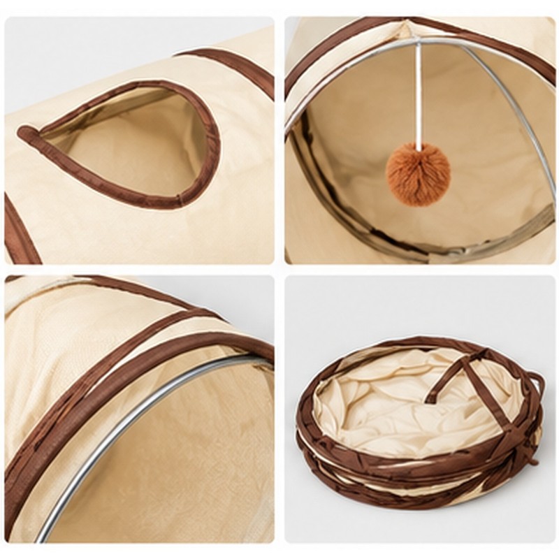 Collapsible Cat Tunnel for Indoor Cats - Foldable Play Tube