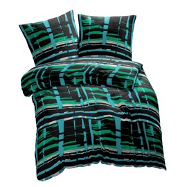 ETÉREA Microfibre Bed Linen 155 x 220 cm + 80 x 80 cm - All-Season Bed Linen Set with Pillow 155 x 220 cm Duvet Cover + 80 x 80 cm Microfibre Pillowcase - Oeko-Tex Made in Green - Green