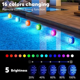 Underwater LED Light with Remote Control, Underwater Light, LED Underwater Pool Light, LED Pool Lighting, RGB Multi Coloured LED Pond Lighting, Waterproof Colour Changing LED Pool Light, 16 Colours