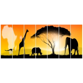 Design Art MT13054-732 Metal Wall Art, 83x32-7 Equal Panels, Yellow