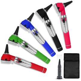 Pure sharp Compact Fiber Optic Otoscope Kit | 2.5V Halogen Light | Magnifying Lens | 2.5X Magnification | Portable ENT Diagnostic Set with Free Specula and Carry Pouch (Pink)