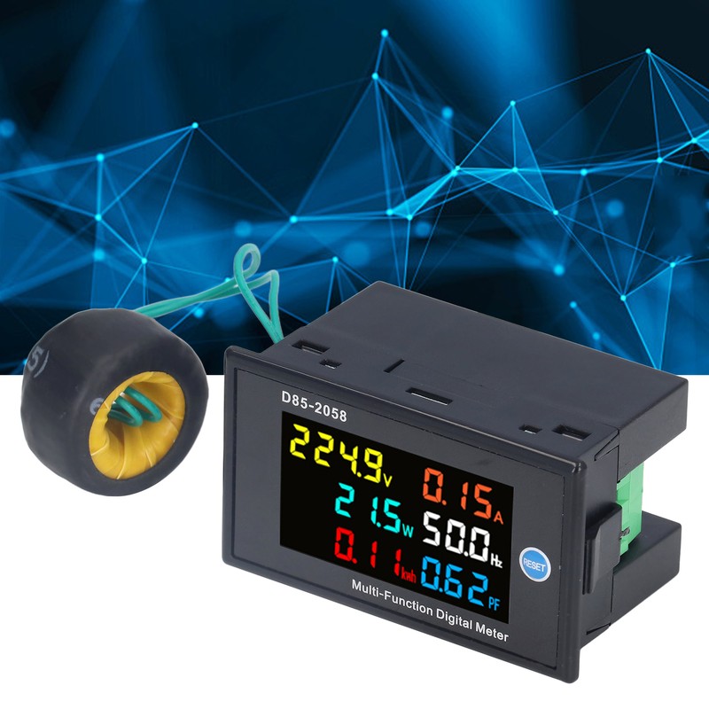 Power Monitor Single Phase LCD Digital Display Voltage Current Meter