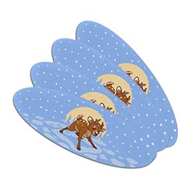 Baby Reindeer Christmas Holiday Double-Sided Oval Nail File Emery Board Set 4 Pack
