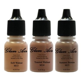 Glam Air Airbrush Water-based Foundation in Set of 3 Assorted Dark Matte Shades (For Normal to Oily Dark Skin)