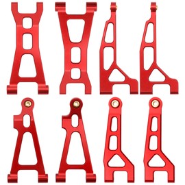 ShareGoo Aluminum Suspension Arms Set Swing Arms Front Rear A Arms Compatible with Hyper Go H16BM H16DR H16 MJX 16207 16208 16209 16210 1/16 RC Upgrade Parts (Red)