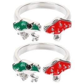 SAFIGLE Pcs Frog Mushroom Ring Aesthetic Jewelry for Teen Girls Adjustable Fashion Ring for Women