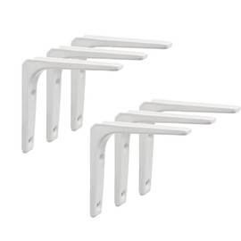 WakiHong Pack of 6 Shelf Brackets White Shelf Angle Support Angle Shelf with 24 Expansion Tubes 12 Long Screws 12 Short Screws for Wall Mounting, Garden, Bookshelves, Bathroom, Kitchen (10 x 10 x 2