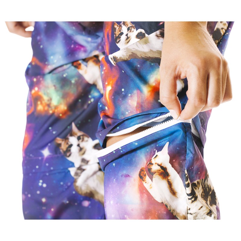 Funny Guy Mugs Space Cat Windbreaker Pants, X-Large