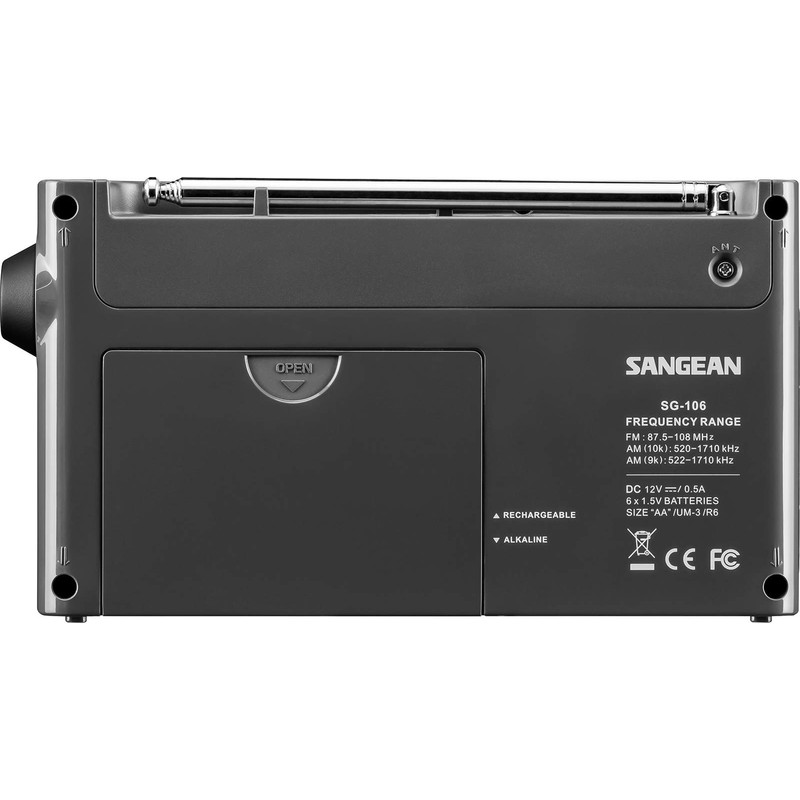 SANGEAN SG-106 AM/FM Compact Digital Tuning Portable Receiver (Black)
