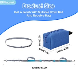 Hands Free Dog Leash, Adjustable Dog Training Leash with Dog Poop Bag Holder, Dual Handle Rope Dog Leash for Large Medium Small Dogs Waist Leash Bungee Dog Leash for Running Walking Training Hiking