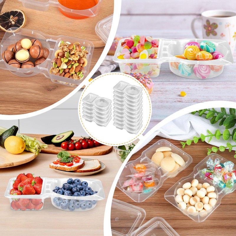 JIANGZHIB Pack of 15 Snack Pack Containers with Lid, Reusable