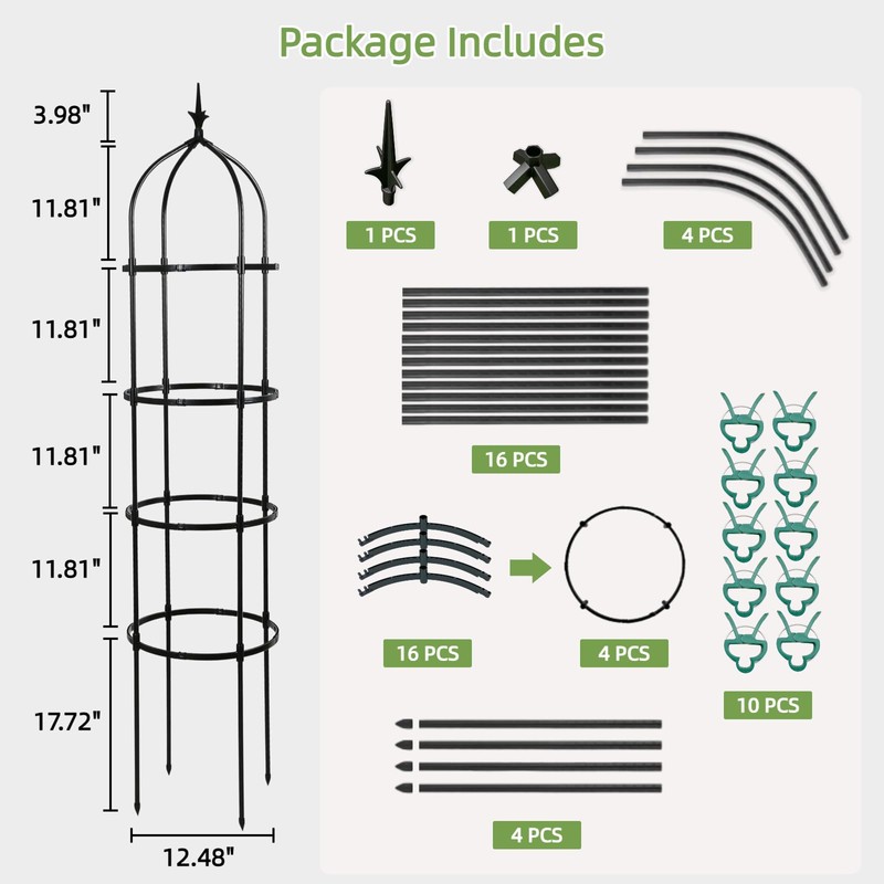 Kelived Garden Obelisk Trellis for Climbing Plants Adjustable, Rustproof Plastic