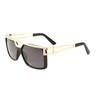 Gazelle Phenom Square Oversized Aviator Sunglasses (Black & Gold Frame,
