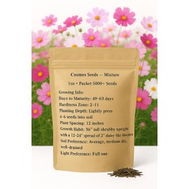 loseedsoo Crazy Cosmos Mix Wildflower Seeds for Planting – 1 oz – 5000+ Seeds, Easy to Grow, Attracts Butterflies, Multiple Colors