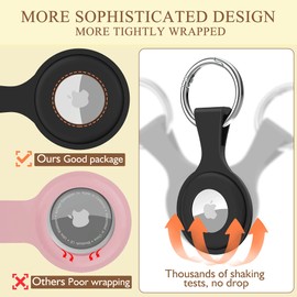 wanchel 4 Pack AirTag Holder with Keychain AirTag case with Anti-Lost Keychain, Protective Air Tag, Item Finders, for for Dog, Cat, Luggage, Wallet, Backpacks