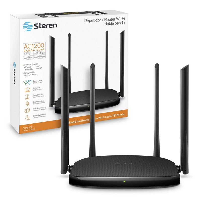 STEREN Repetidor/router Wi-Fi, 2,4 GHz y 5 GHz (B/G/N/A/AC), hasta