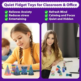 3 Packs Impossible Spiral Cone Fidget Toys,3D Printed Pyramid Passthrough Sculpture,Mini Sensory Toy for Stress Relief Anxiety Relaxation,Desktop Decor Gifts for Adults & Kids