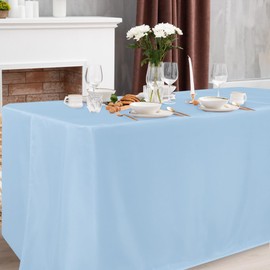 Obstal 2 Pack 4ft Tablecloths for Rectangle Tables - Water Resistant Washable Fabric Polyester Rectangle Table Cover Protector for Wedding, Banquet and Trade Shows, 48" L x 24" W x 30" H, Dusty Blue