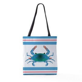 CafePress Blue Crab Striped 18"x18" Reusable Grocery Shopping Sling Tote Bag