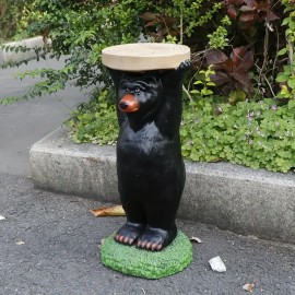 Realistic Resin Black Bear Side Table | Decorative Bear Accent Table - Indoor or Outdoor Patio Sculpture for Home DecorColor: Black, Size: M