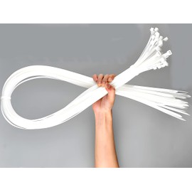 TradeWind Cable Ties Tie Wraps, Insulating Lock, Packing Band, Weather Resistant, Cable Ties for Wiring, Gardening, Storage, Long (White, 47.2 inches (120 cm), Set of 25