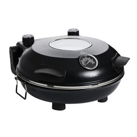 Cook With Color Electric Indoor Pizza Oven – Crispy Crust Countertop Pizza Maker, Heats up to 800˚F, 12 Inch Ceramic Stone, Dual Temperature Control Knobs, Bamboo Peel Included, Black