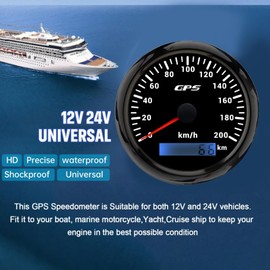 Snblzhef 85MM GPS Speedometer Gauge with GPS Antenna 0-200KM/H Speed Odometer for Marine Car Boat Yacht