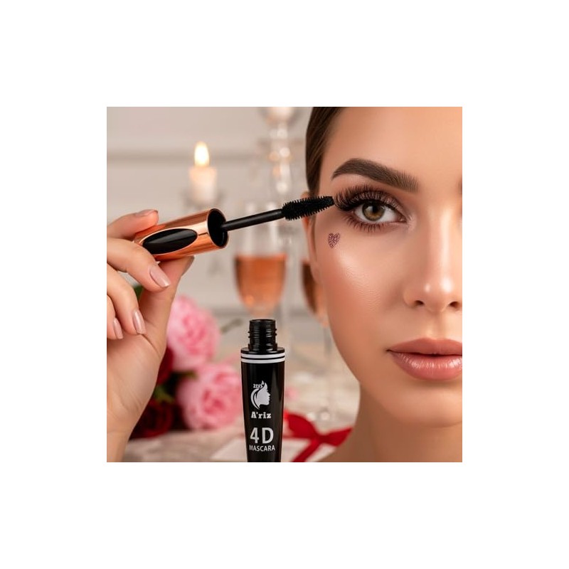 A'riz Long Lasting 4D Mascara for Eyelashes, Waterproof Formula, Black