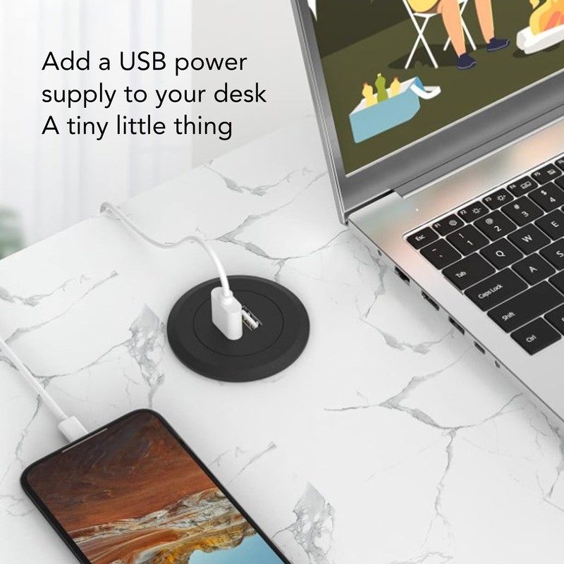 Embedded Charging Round Port Desktop Power Grommet for Sofas Tables