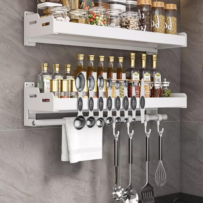 ChefAide Pack of 8 Stainless Steel Magnetic Measuring Spoons Set,