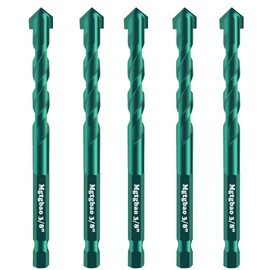5PC 3/8" Green Concrete Drill Bit Set, Mgtgbao 10mm Masonry Drill Bits for Tile,Brick, Plastic and Wood,Tungsten Carbide Tip Best for Wall Mirror and Ceramic Tile on Concrete and Brick Wall