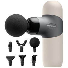 Morelax Mini Massage Gun, Handy Massage Gun with 6 Massage Heads, 4 Speeds, Best Gift, Massage Gun for Muscle Soreness and Stiffness