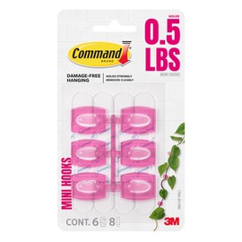 Command Limited Edition Mini Hooks [Removable]: 6-pack (Dragonfruit)