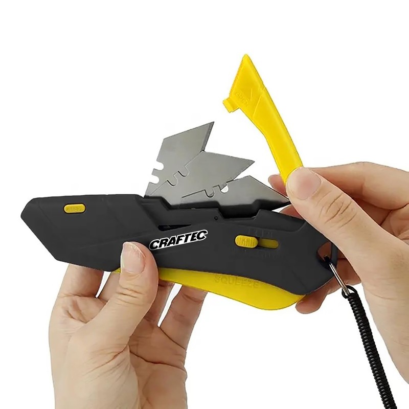 Craftec Retractable Utility Knife Box Cutter with Holster & Lanyard