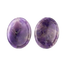 2PCS Thumb Worry Stone Natural Chakra Crystals Healing Stones Energy Stone for Anxiety, Stress, Calm Stripe Meditation (Amethyst)
