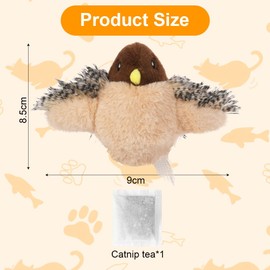 Aomig Cat Toy 4 Pieces Sparrow Electric Toy for Cats Interactive Toy for Pets with Catnip Real Wings and Bird Call Bird Cat Toys Automatic Toy (B)