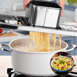 32.5 x 11cm Stainless Steel Spaetzle Maker, Homemade Kitchen Pasta Cooking Tools, Manual Maker for Making Egg Noodle and Dumpling Press, Noodle Maker with Safety Pusher & Comfort Rubber Handle