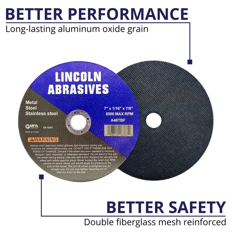 Lincoln Abrasives 25-Pack 7" x 1/16" x 7/8" Cut-Off Wheels