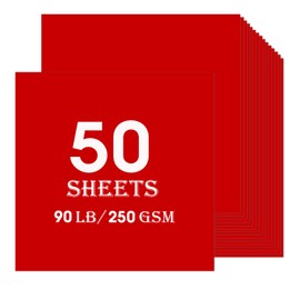 Red Cardstock 50 sheets, 12” x 12” Cardstock Paper Bulk Construction Paper,250GSM Card Stock Printer Paper Scrapbooking Supplies for Diy Crafts Cricut Card Making (Red)