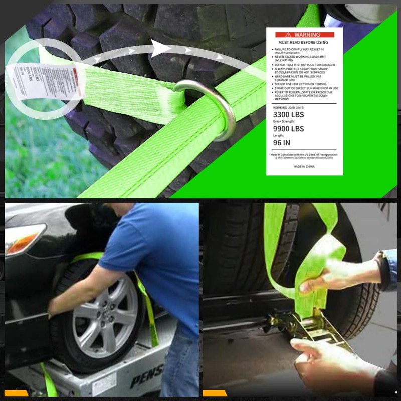 Digank Car Tie Down Straps for Trailers- 4 Pack 2"x96"