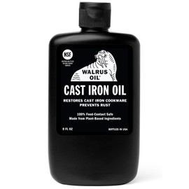 WALRUS OIL - Cast Iron Oil, High Smoke Point Safflower Oil for Seasoning, Maintaining Cast Iron. 100% Natural & Vegan, NSF Certified, 8 oz