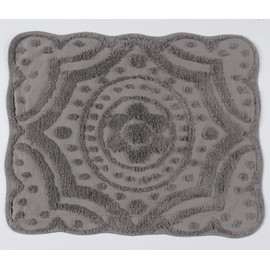 Montgomery Ward Decorative Cotton Sham, Scrolled Design, Luxurious Scallop Chenille Sham (Slate, Standard)