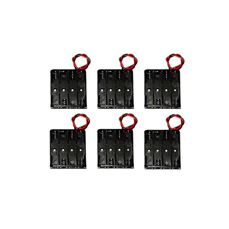 WAYLLSHINE 6PCS 4 x 1.5V AAA Battery Spring Clip Black