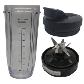 joystar Replacement Parts Blade with 32oz Cup and spout lid for Nutri Ninja Pro Extractor Blades Assembly Works with These Models:Ninja Chef High-Speed Blender CT810/CT805/CT805BRN/CT810C/CT800C (3)
