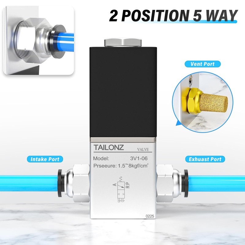 TAILONZ PNEUMATIC 1/8 Inch BSP DC12V 3 Way 2 Positions
