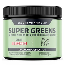 Beyond Vitamins  Super Greens, Jugo Verde en Polvo con T Matcha, Espirulina, T Verde, Espinaca, Clorofila, Moringa, Melena de Len, Enzimas Digestivas 