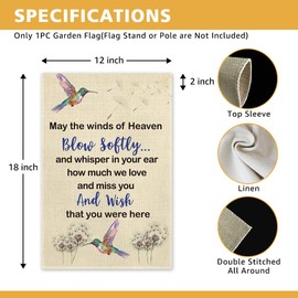 JMYROG Heavenly Love and Miss You Garden Flag, 12 x 18 Inch Double Sided Yard Flags Banner For Yard Patio Lawn, Remembrance Sympathy Decorations Flags, Compassion Gifts for Families Friends